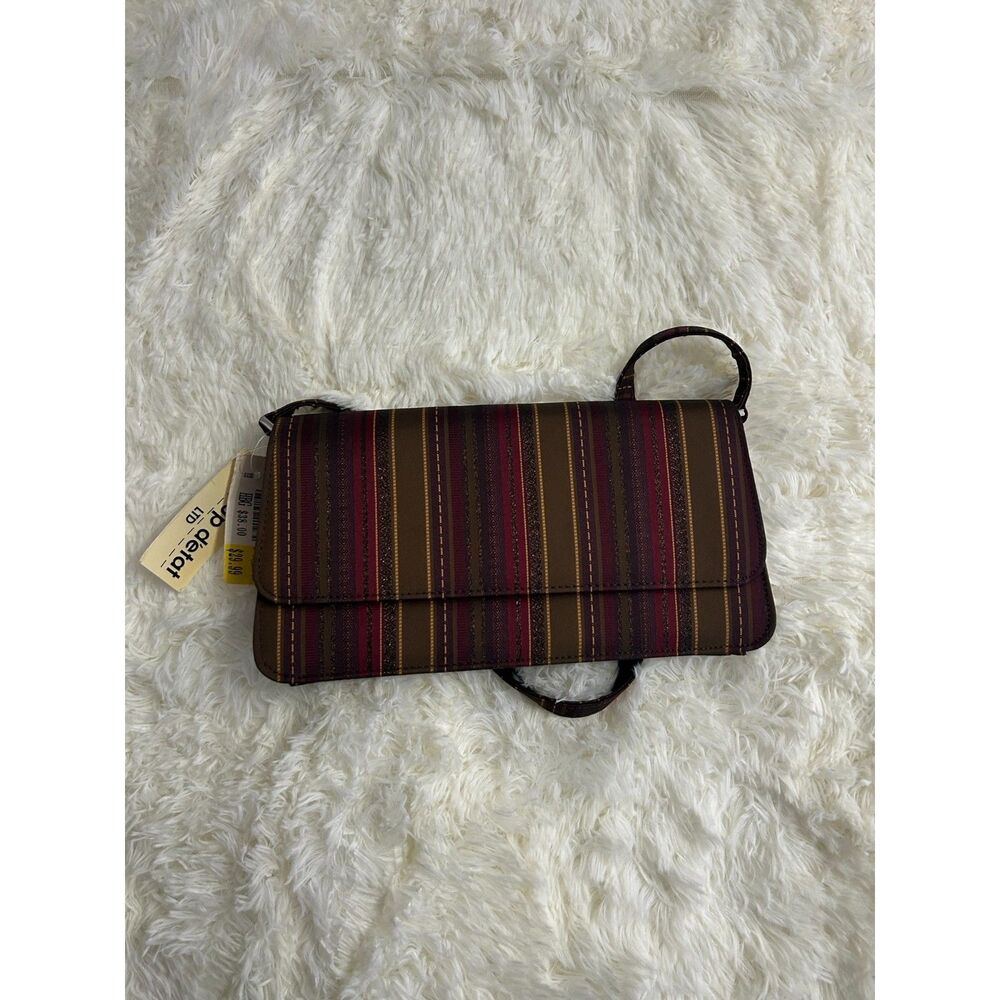 Coup D'etat Y2K Striped Baguette Shoulder Bag Earth Tone Sparkle NWT